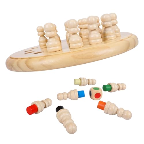 Image of Gothink Wooden Memory Chess Matching Game, 7.5 Inch Wooden Memory Match Stick Chess Board Game, Educational Games for Kids, Montessori Preschool Toy for Toddler Birthday Gift