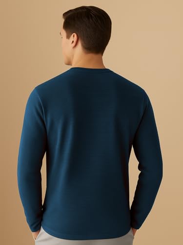 Image of Nobero Ottoman Texture Full Sleeve T-Shirt for Men | 240 GSM Regular fit Tshirt for Men | Casual Wear