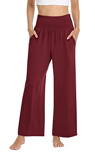 Image of TARSE Womens Wide Leg Pants Casual Loose Yoga Sweatpants Comfy Lounge Pajama Flowy Pants Pockets