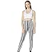 Coume Women's Black White Striped Legging Pants Ankle Length Stretchy Striped Pants Striped Tights High Waist Elastic Leggings Pant (X-Large)
