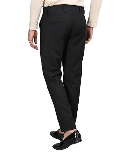 Image of CHKOKKO Men Mid Rise Slim Fit Solid Regular Trouser
