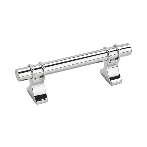 Image of Amerock | Cabinet Pull | Polished Chrome | 3 inch (76 mm) Center to Center | Davenport | 1 Pack | Drawer Pull | Drawer Handle | Cabinet Hardware