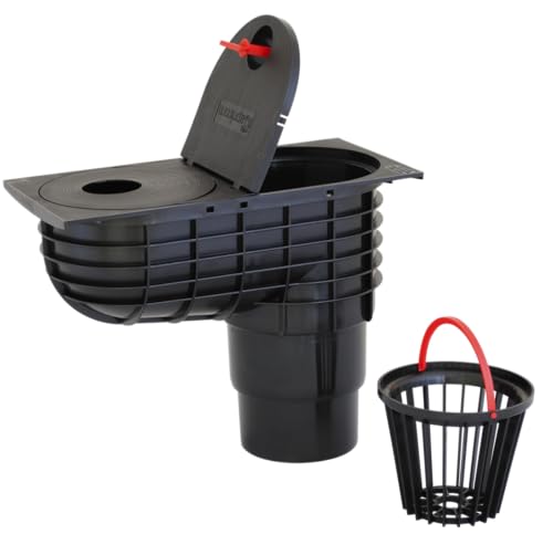 WYSKONT Entwässerung - Regensinkkasten - Regenrohrablauf - Regenwasserablauf - Dachrinnenablauf - Regenablauf - Ablaufdurchmesser DN110 / DN125 (Schwarz)