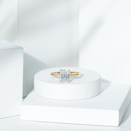 Certified Moissanite 7X9mm Emerald Cut Engagement Ring, D-Vs1 Quality, Moissanite Solitaire Ring - Ready To Gift3