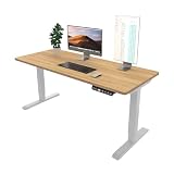 LST LIFE 昇降デスク 昇降式デスク 一枚板 2モーター 電動昇降デスク 幅120cm スタンディングデスク 高さ調節デスク パソコンデスク メモリー機能/耐荷重100KG (120*60,ベージュ)