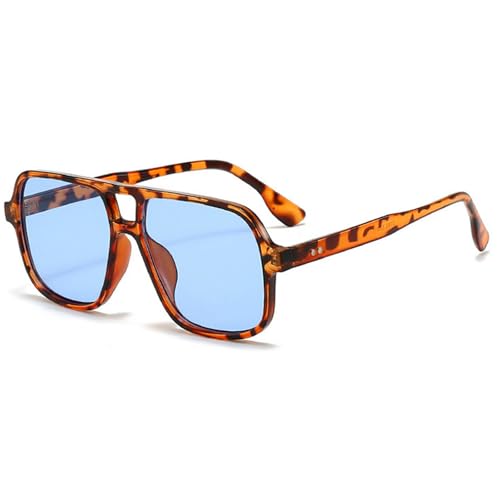 Retro Double Bridges Square Women Sunglasses Fashion Leopard Eyewear Trending Men Rivets Candy Color Sun Glasses UV4002