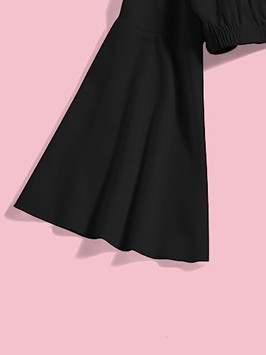 Floerns Girls Off The Shoulder Flounce Long Sleeve Ruched Blouse Crop Tops4