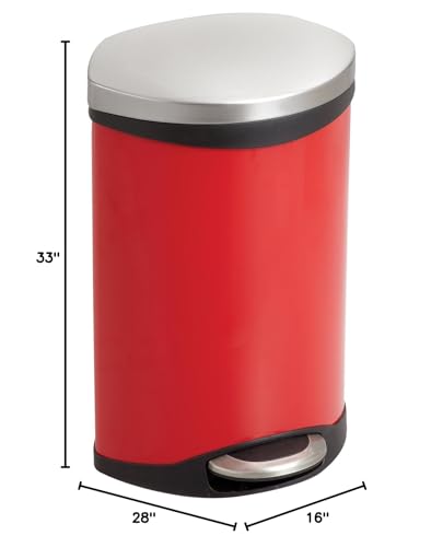 Caneca de basura Safco Ellipse con pedal 3 galones roja miniatura 4