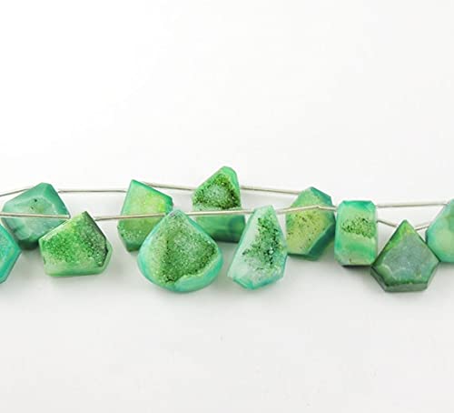 Green Druzy Briolette SB1104 | Pierre naturelle verte pour création de collier