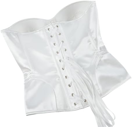 Women's Satin Lace Up Waist Cincher UK Deals Ladies Gothic Corsets Solid Color Bustier Top Lace Up Boned Corset Top Satin Plain Overbust Tummy Control Body Shaper Strapless Lingerie Clubwear