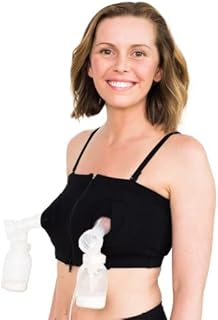 Simple Wishes X-Small/Large | Hands-Free Breast Pump Bra | Adjustable and Customizable Pumping Bra Fitting for Breastfeeding Pumps | Black