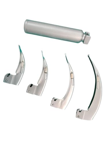 Image of Laryngoscope Set Adult Macintosh Type with Blade Size 1, 2, 3 & 4 and Extra Led Bulb /Lamp 4 pcs