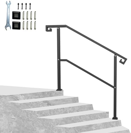 2 Pack 5 Step Hand Rails For Outdoor Steps, Wrought Iron 5 - View #4