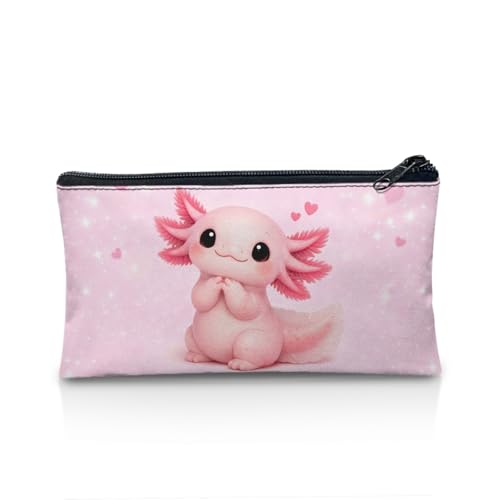 Image of Pink Axolotl Pencil Case for Girls Students Pen Organizer with Smooth Zipper Big Capacity School Pencil Box for Preschool Toddlers Pen Pouch Easy to Clean