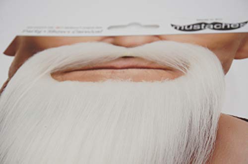 Selbstklebender Ducktail Falscher Bart, Neuheit, Falsche Gesichtsbehaarung, Kostümzubehör für Erwachsene, Weiß Farbe