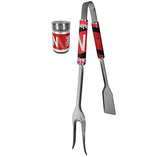 Siskiyou Sports NCAA Nebraska Cornhuskers Unisex 3 in 1 BBQ Tool and Salt & Pepper Shaker, Team Colors, One Size