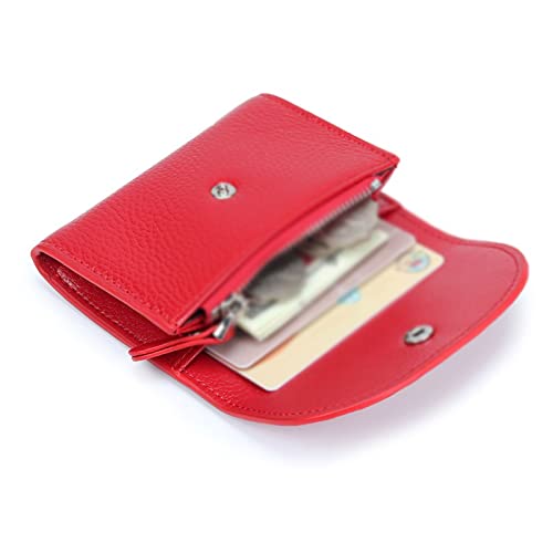 Women's Wallet Cowhide Leather Coin Purse Mini Women Card Wallet Multi-Function Women Leather Zipper Purse (Color : Grey)4