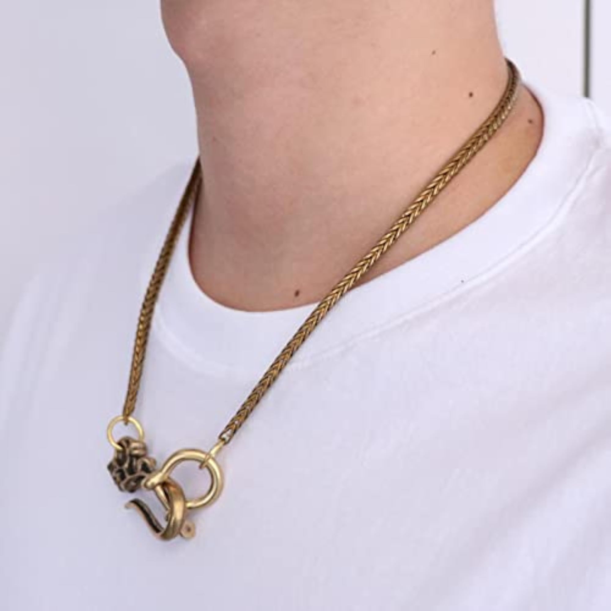 Men's Biker Snake Chain Necklace, Durable Style