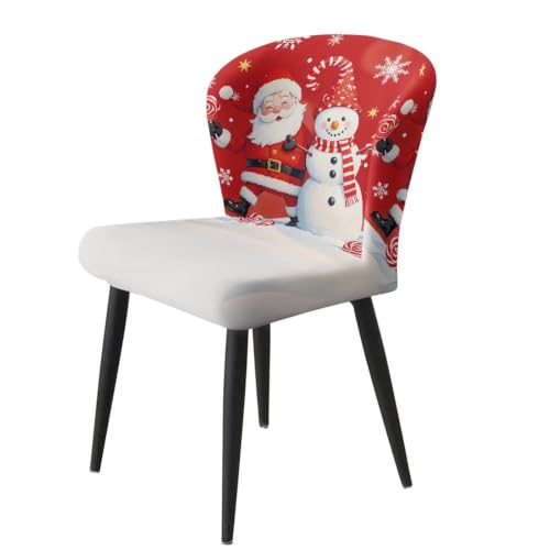 Image of Santa Claus and Snowman 4Pcs Seats Covers for Stools Bar Stool Seat Cover Slipcovers Elastic Washable Chair Cover for Kitchen Island Stools
