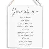 for I Know the Plans I Have for You Bible Verse Wood Sign Rustic Jeremiah 29:11 Christian Wooden Hanging Plaque for Home Office Wall Art Decoration 8 x 10 Inches Present