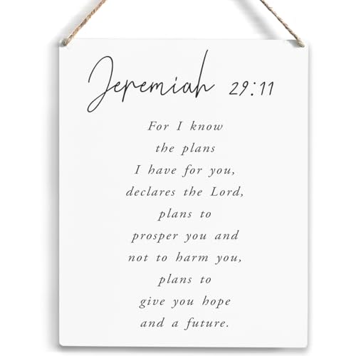 for I Know the Plans I Have for You Bible Verse Wood Sign Rustic Jeremiah 29:11 Christian Wooden Hanging Plaque for Home Office Wall Art Decoration 8 x 10 Inches Present