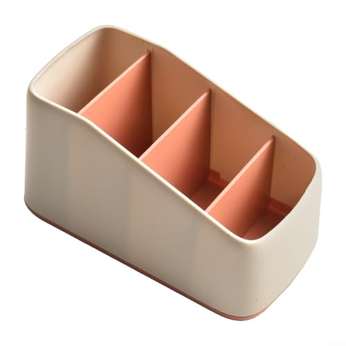 Caja de almacenamiento de escritorio para mandos a distancia, organizador de 4 compartimentos hecho de ABS, ahorra espacio, 18 x 9,9 cm, organizador de mesa para uso en casa y oficina (rojo)