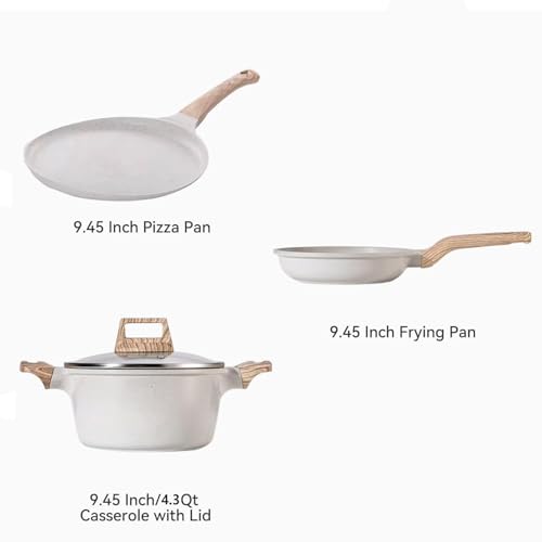 White Nonstick Induction Cookware Set with Stay-Cool Handles