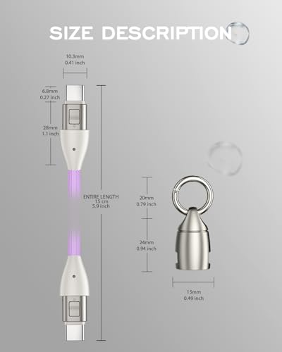 Image of Short USB C Cable PD 240W(2 Pack), 6 Inch Keychain USB C Cable /Phone Lanyard USB-C to Type-C Cables /Fast Charging Cable for Phone17 /16 /15 Samsung Galaxy Tablet Laptop External SSD(Purple)