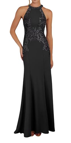 Lace Mother of The Bride Dresses Long Mermaid Halter Formal Wedding Guest Dresses