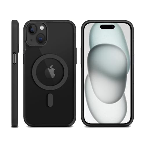 Image of KARWAN️ Hybrid Transparent iPhone 15 Back Cover Case Compatibe with Mag-Safe |Camera Protection Bump | Transparent Back Cover Case for iPhone 15(PC, TPU | Black Bumper)
