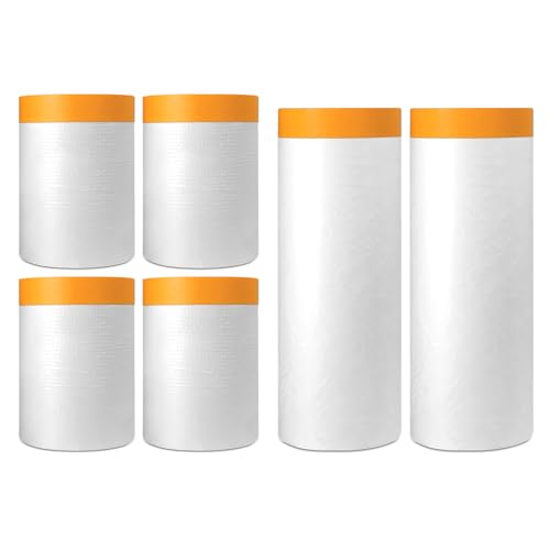 Plástico Cubretodo con Cinta Adhesiva 6 Piezas, 120M Plástico Protector para Pintura (55 cm×20 m + 150 cm×20 m) Abdeckfolie mit Klebeband para Protección de Muebles y Suelos