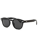 Pro Acme Vintage Retro Round Sunglasses for Women Men Trendy Tinted Colored UV400 Sun Glasses 55MM（black/grey lens）