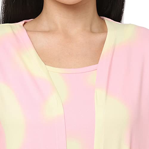 Image of Sweet Dreams Women Tie & Dye Lapel Collar 3 /4th Sleeve Poly Brush Robe, Slip & Pyjamas