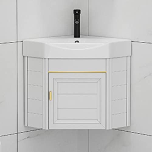Mueble de baño angular para pared con tina de lavandería cerámica y grifo monomando incluido