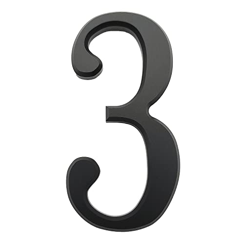 Ywonoby 3D Mailbox Numbers 3 Inch(7.6 cm) Self Adhesive House Numbers Stickers for Door Numbers, Address Numbers, Black(3)