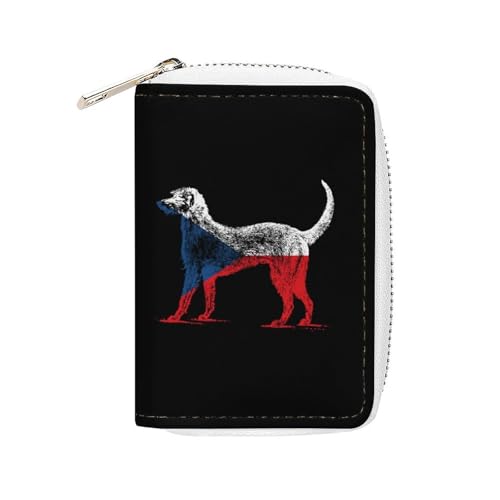 Czech Flag Wolfhound Dog Small Business Credit Card Holder Wallet with 20 Card Slots Case Coin Purse Pouch - Main Image