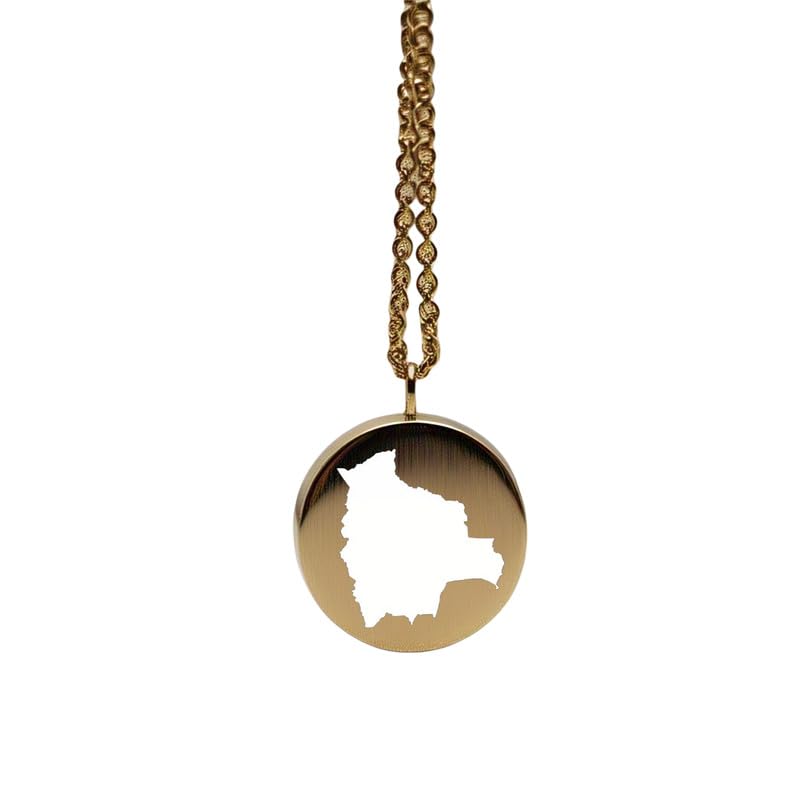 Pendentif carte de la Bolivie en argent et or, breloque Terre ronde pour collier de voyage
