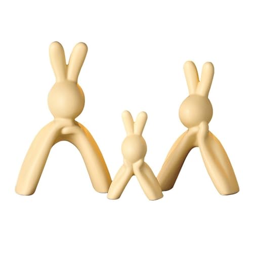 Famille de Lapin de Trois Petits Ornements Céramique Or Décoration Salon Room