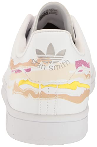 adidas Women's Thebe Magugu Stan Smith Sneaker, White/Pulse Lilac/Silver Metallic, 123