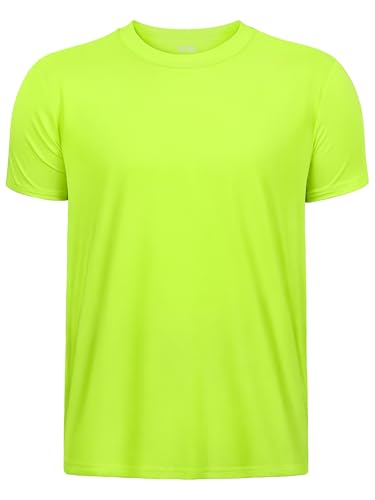 Image of Boys Neon Shirts Dry Fit Athletic T Shirts UPF 50+ Performance Cooling Shirt Short Sleeve Rash Guard Kids Top for Boys Girls