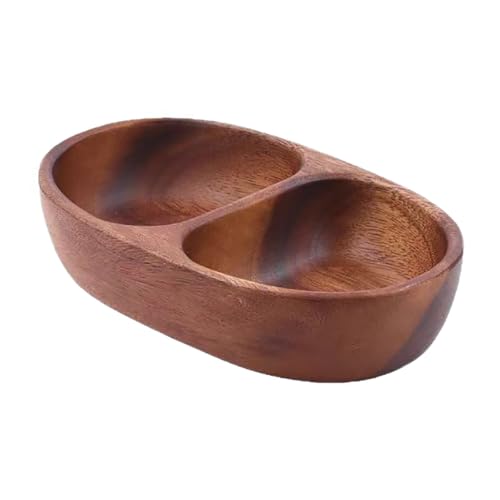 Sizikato Double Chamber Wooden Nut Bowl for Living Room
