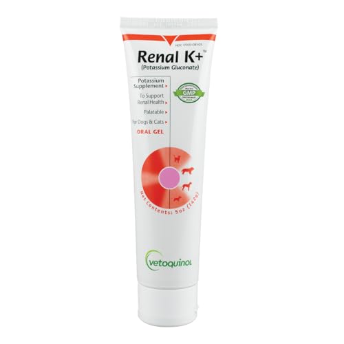 Vetoquinol Renal K - Potassium Supplement for Dogs & Cats - Supports Managing Potassium Levels - Palatable Gel with Maple Flavor - 5oz