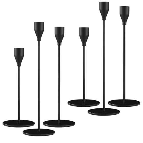Kerzenständer Schwarz 6 Set,Kerzenständer Stabkerzen 33/29/23cm,Metall...