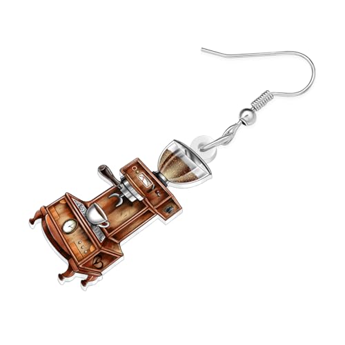 Image of BONSNY Acrylic Dangling Novelty Fun Black Coffee Machine Earrings Hypoallergenic Designer Jewelry Gifts For Women