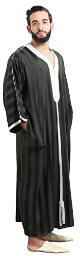 Moroccan Men Dress Caftan Handmade with Embroidery Tread Long Sleeve Black2