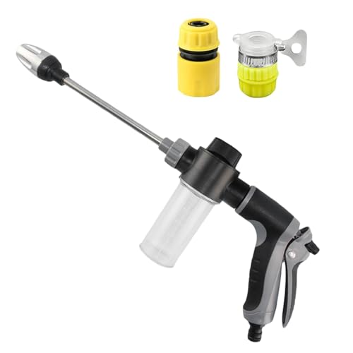 Pressure Washer, High Pressure Hose Nozzle with Four Connector, Foam Gun Car Wash Sprayer with 3.5oz/100cc Plastic Soap Dispenser Bottle, Adjustable Nozzle for Gardening, Pet Showering (Black)