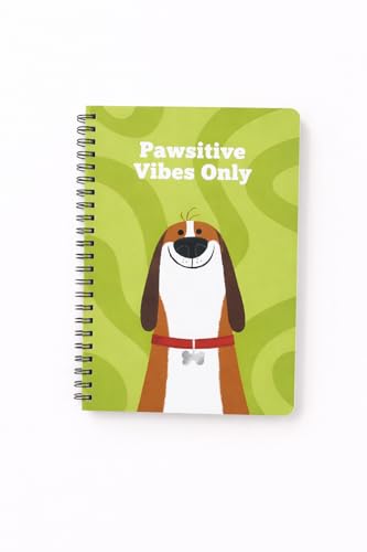 Image of PAPBOO A5 Handy, Pawsitivity, Easy to Carry Spiral Wiro Notebook : 100 GSM Natural Shade Paper, Dot Grid, 120 Pages, Journal, Diary, Gift