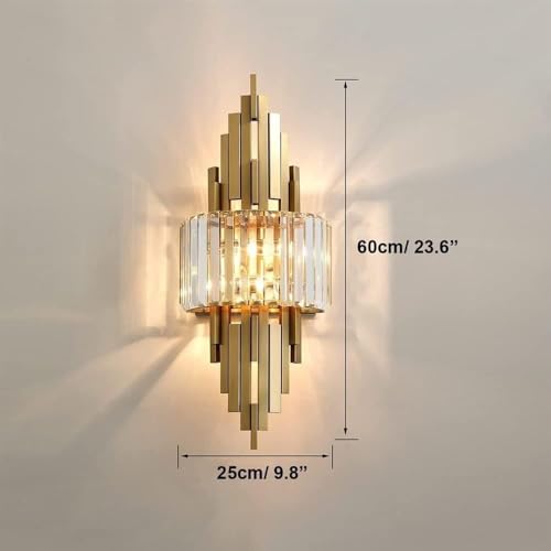 Applique murale cristal et acier inoxydable doré E14