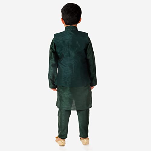 Image of Pro-Ethic Style Developer Kurta Pajama For Kids Boys With Waistcoat | Silk | Floral | Traditional Dress (S-200)