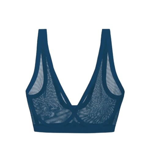 Image of EBY Sheer Mesh Bralette for Women Seamless Wireless Bra with Support - Without Metal Wire